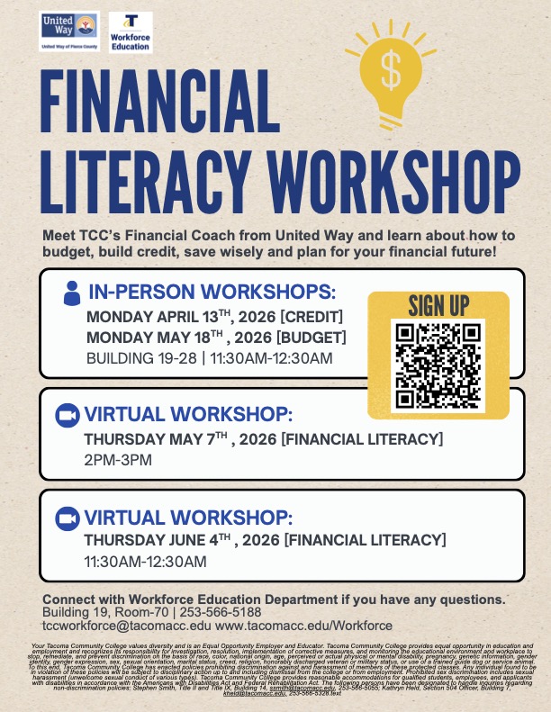 Financial literacy workshops flier