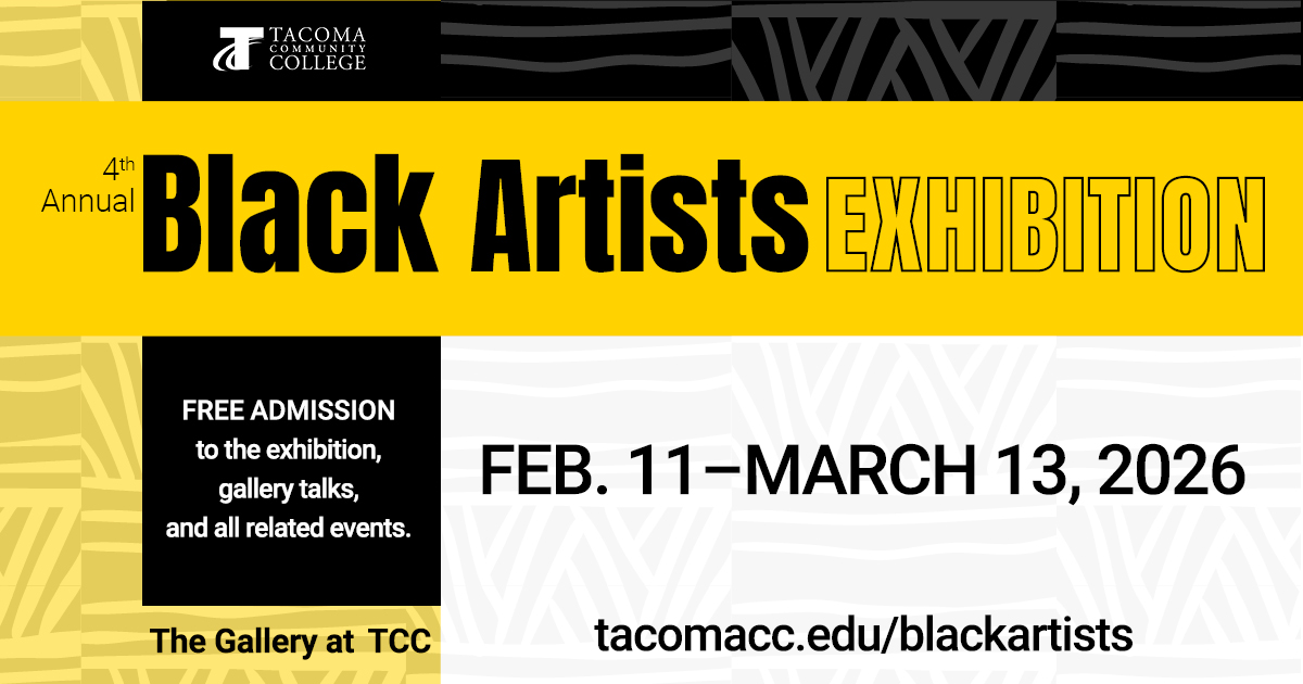 Flyer for Black Artists Exhibition, Feb. 11 - March 13, 2026 in The Gallery at TCC