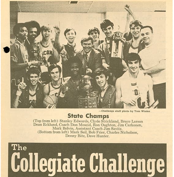 A news clipping from The Collegiate Challenge. TCC state champs photo