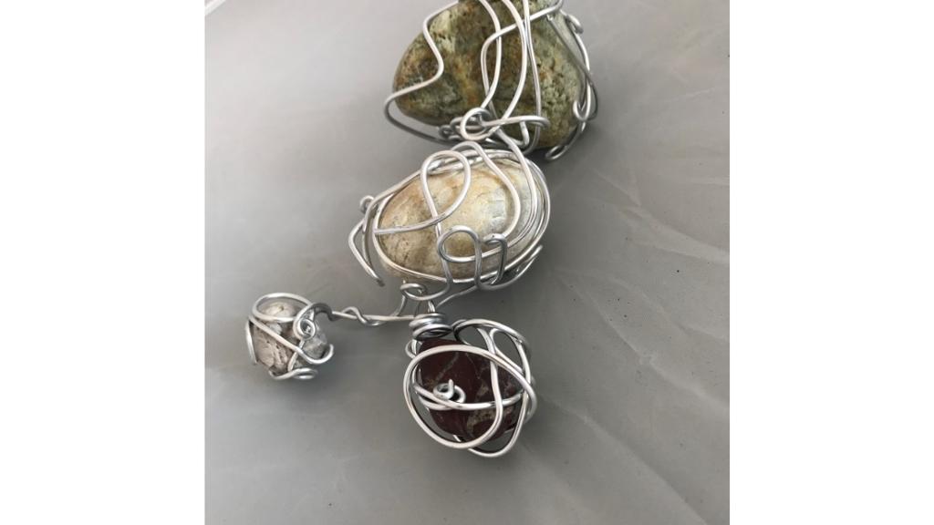 Stones wrapped in wire