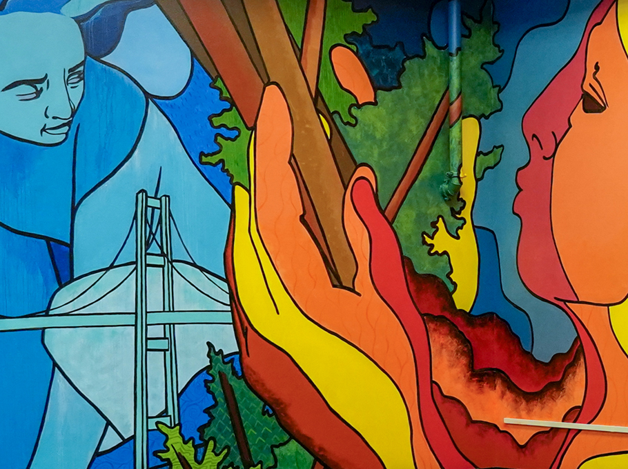  A colorful mural that can be found in TCC's library