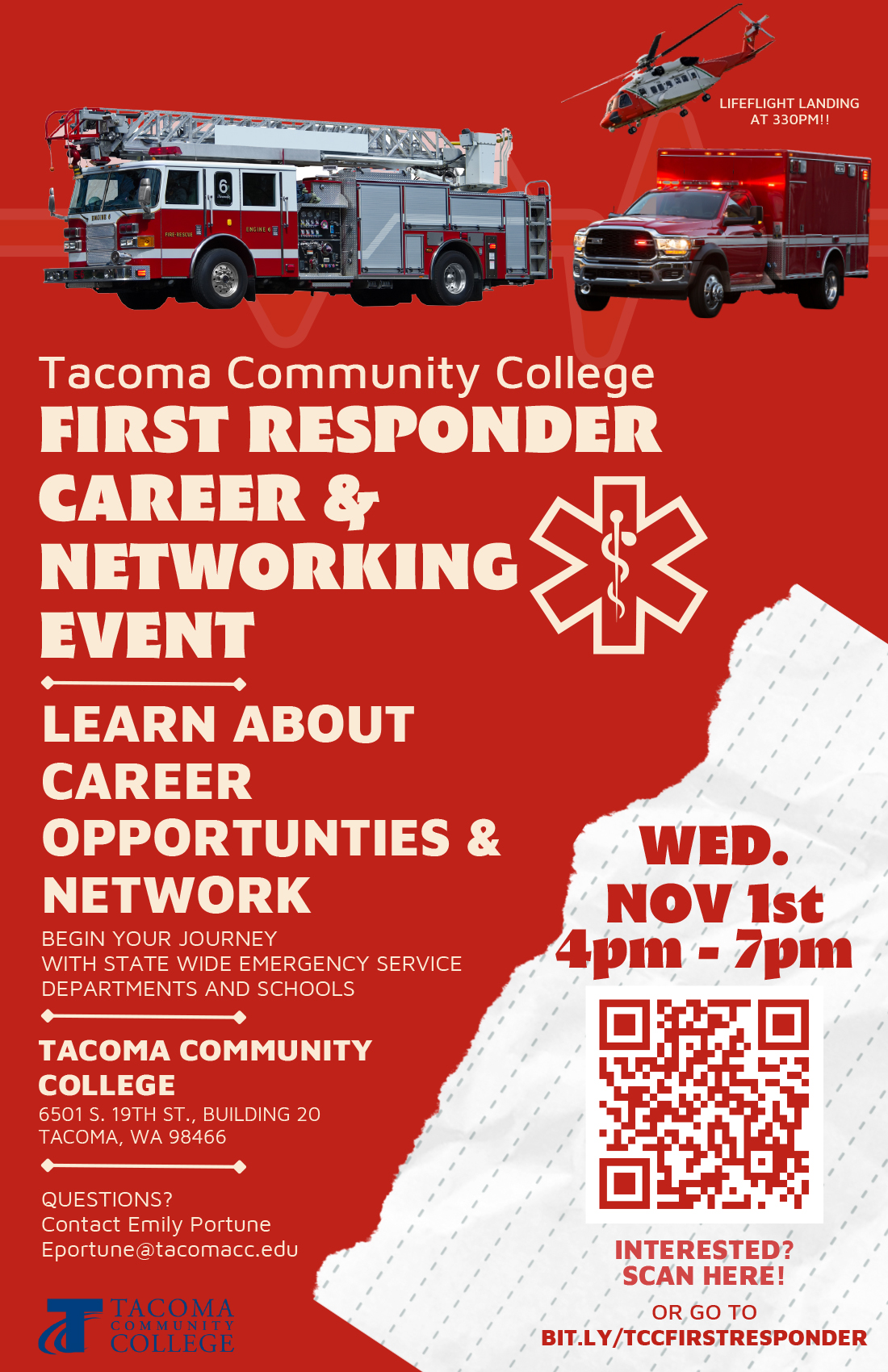 picture of a fire truck. Nov. 1 First Responder Career & Networking Event 