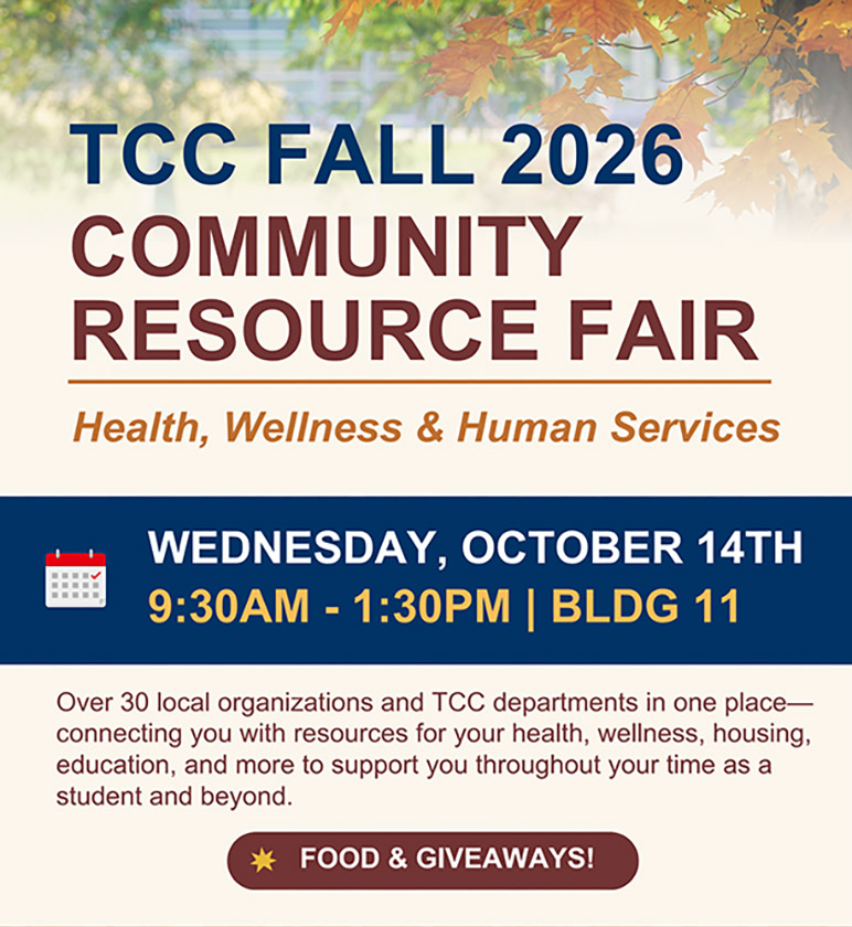 Flyer for fall community resource fair, 9:30a - 1:30p, Oct. 14, Bldg. 11
